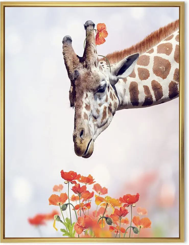 Portrait of A Giraffe II - Farmhouse Framed Canvas Wall Art Print