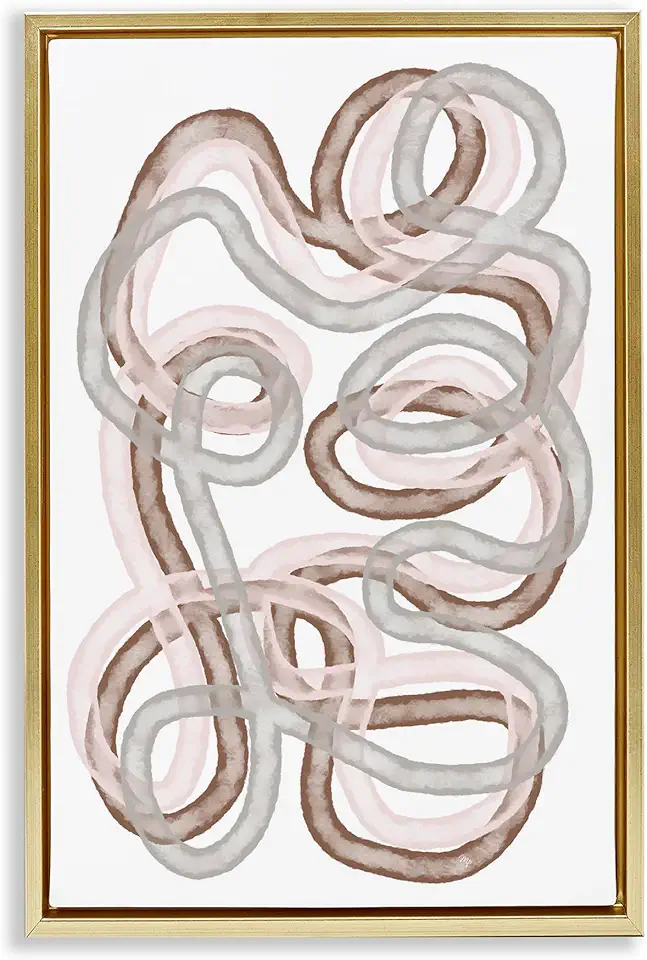 Stupell Industries Contemporary Swirling Neutrals Gold Framed Floater Canvas Wall Art Design by Martina Pavlova, 21 x 31