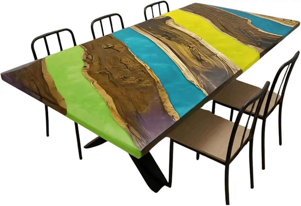 Mix Color Table, Custom Live Edge Multi ColorTable, Personalized River Color Table, Luxury Coffee Desk, Kitchen Table, Gift Home, Beach House Table, Bar Table, Unique Home Gift (40x80 inch.)