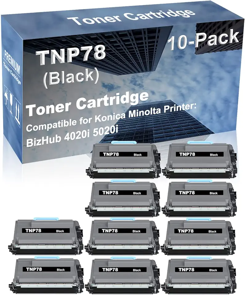 10-Pack Compatible High Yield BizHub 4020i 5020i Printer Cartridge Replacement for Konica Minolta TNP78 (ACF0030) Toner Cartridge (Black)