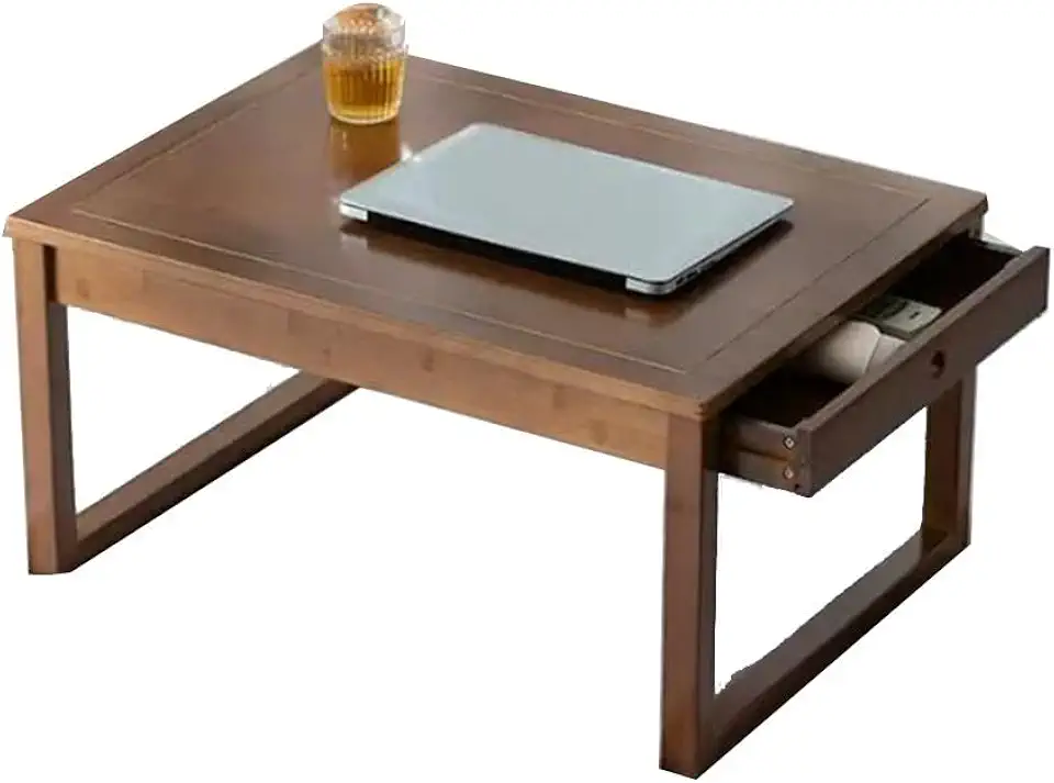 Coffee Low Table with Drawers,Solid Wood Bay Window Computer Bed Dining Table Small Balcony(60 * 40 * 25cm)