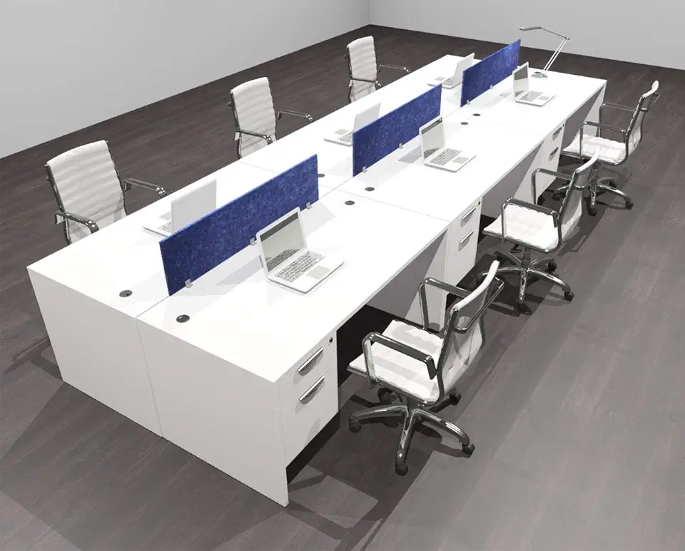 Six Person Modern Accoustic Divider Office Workstation Desk Set, OF-CPN-FPRB21