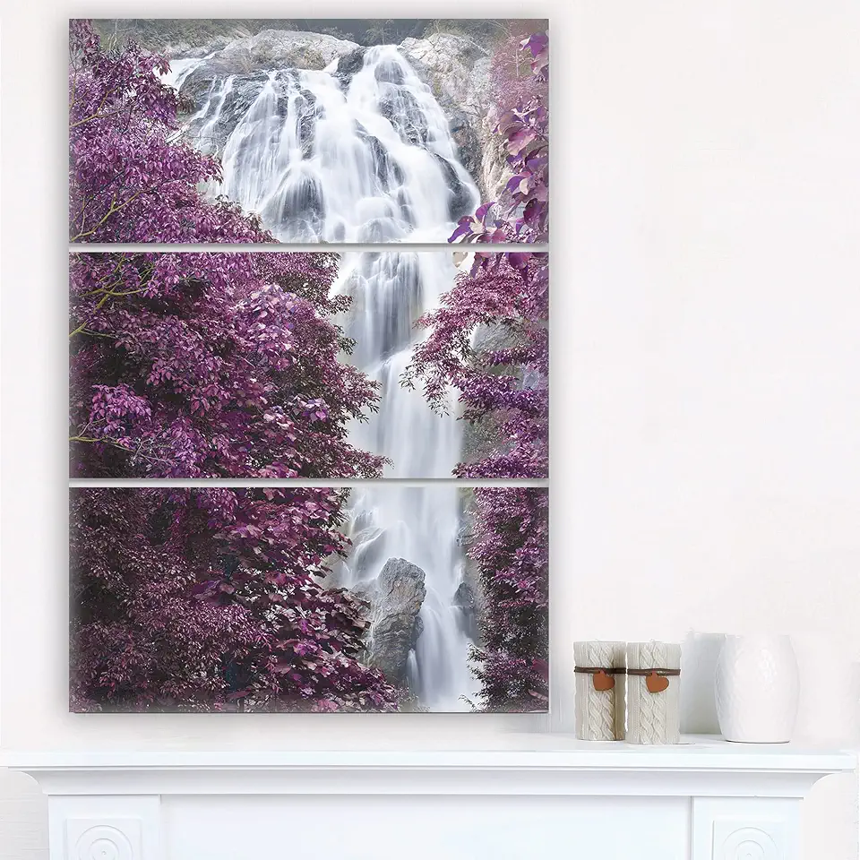 Design Art Canvas Print Wall Art, 28'' H x 36'' W x 1'' D 3P, Purple/White