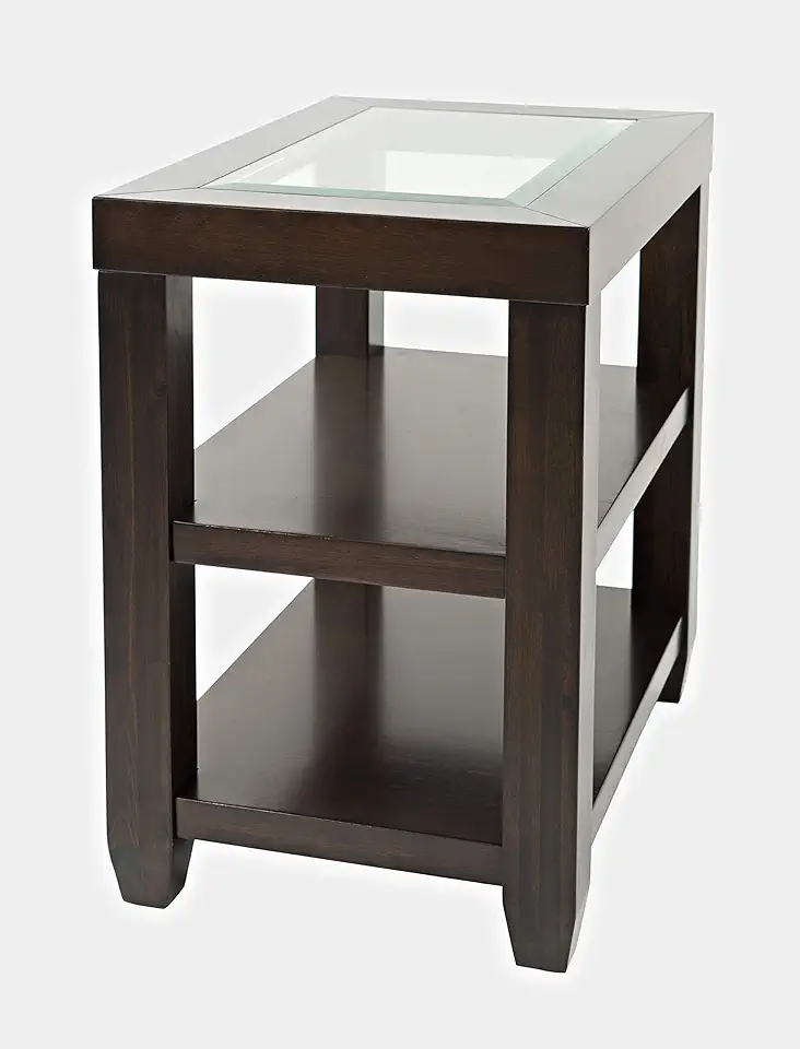 Jofran Urban Icon Glass Inlay Chair Side End Table with Storage