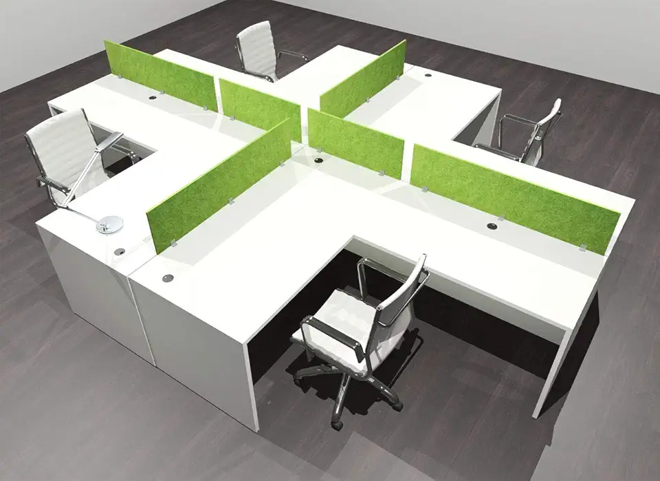 Four Person Modern Accoustic Divider Office Workstation Desk Set, OF-CPN-FPRA29