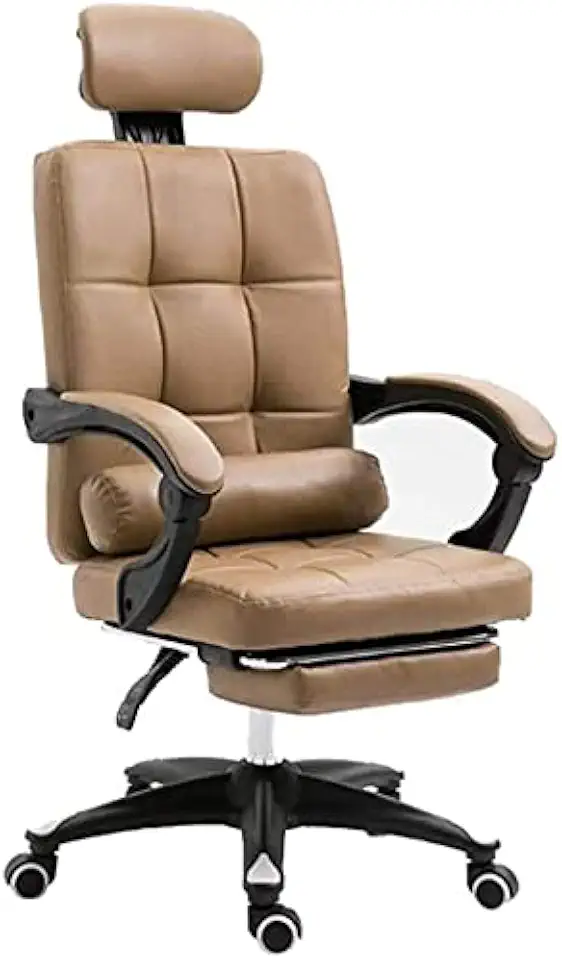 Office Chair Executive Chair Ergonomic Leather Seat 360 Degree Rotation 90 Degree -155 Degree Recliner (with Pedal) Seat (Color : C)