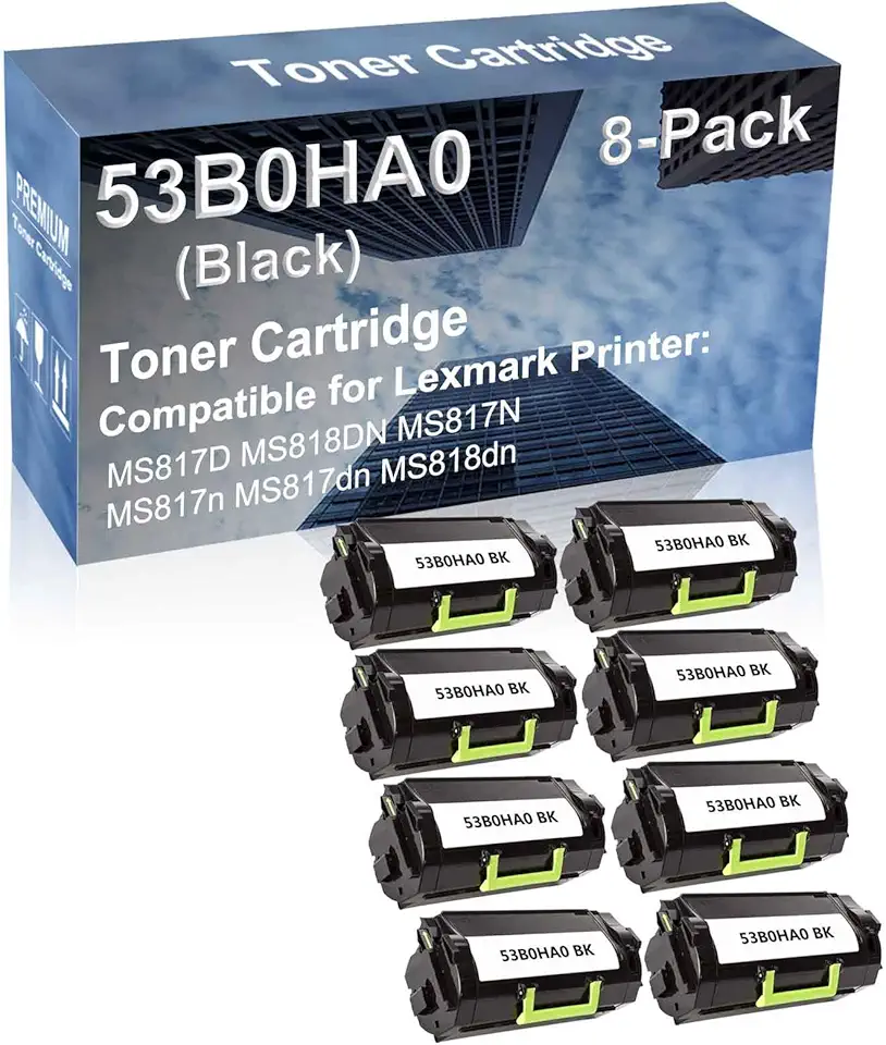 8-Pack Compatible High Yield MS817N MS817n Printer Cartridge Replacement for 53B0HA0 Toner Cartridge (Black)