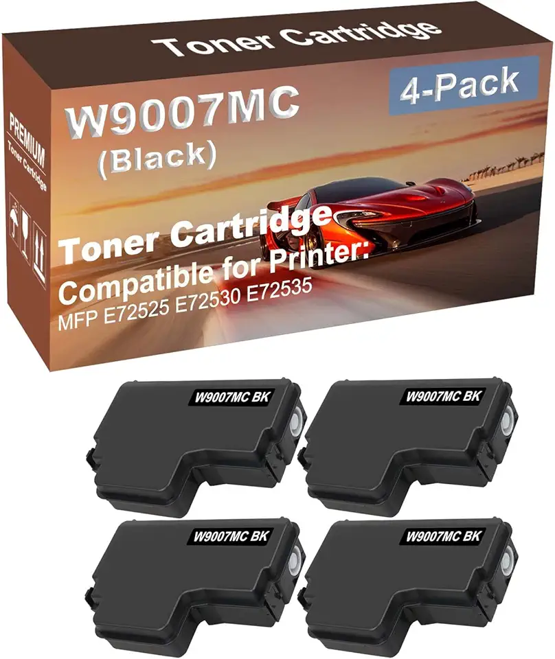 4-Pack Compatible High Capacity MFP E72525 E72530 E72535 Printer Waste Toner Container Box Replacement for W9007MC Toner Cartridge (Black)