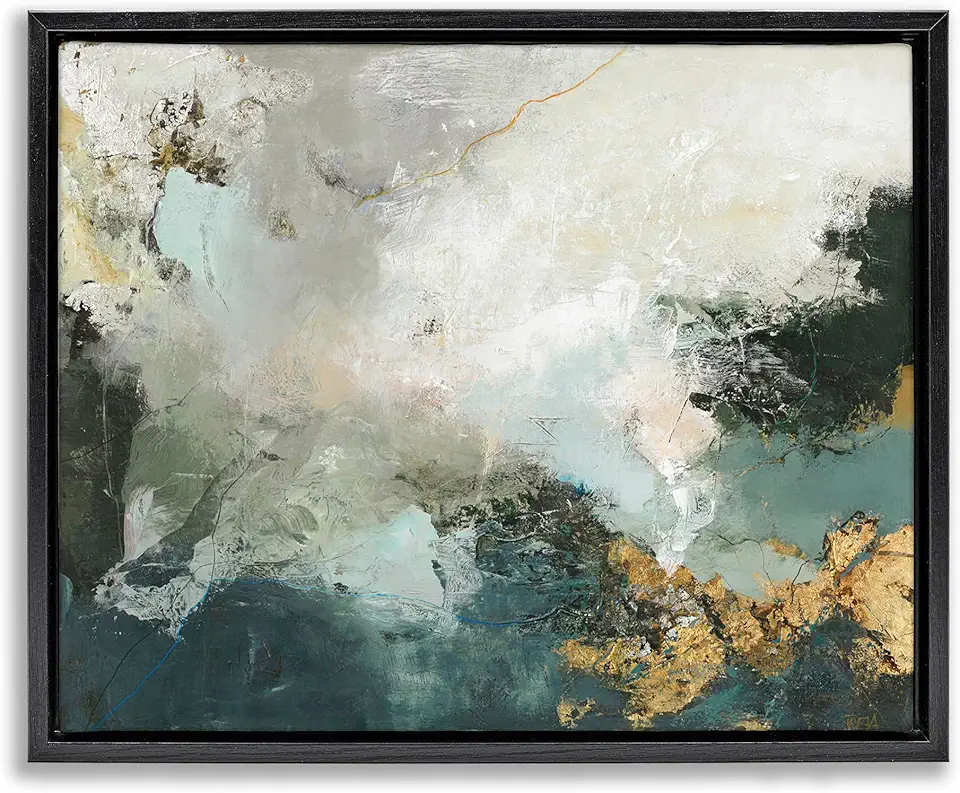 Stupell Industries Stormy Dark Abstraction Black Floater Framed Canvas Wall Art Design by Design Fabrikken, 21 x 17