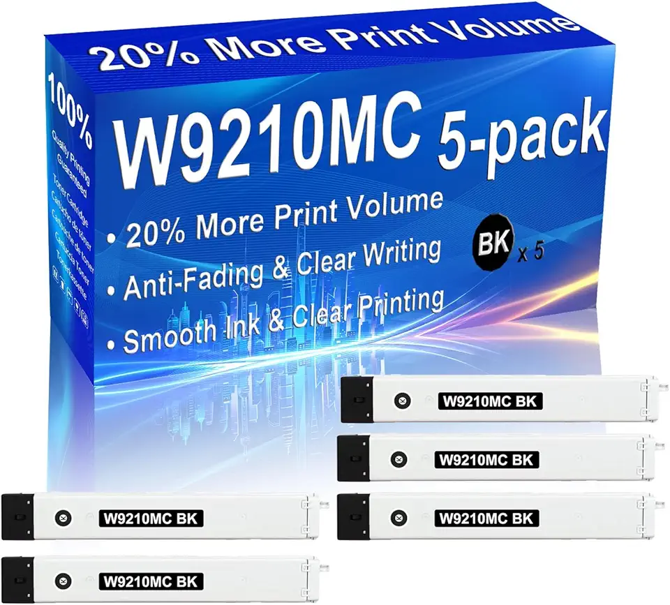 5-Pack (Black) Compatible High Yield W9210MC Printer Toner Cartridge use for Managed MFP E78323 E78325 E78330 Printers