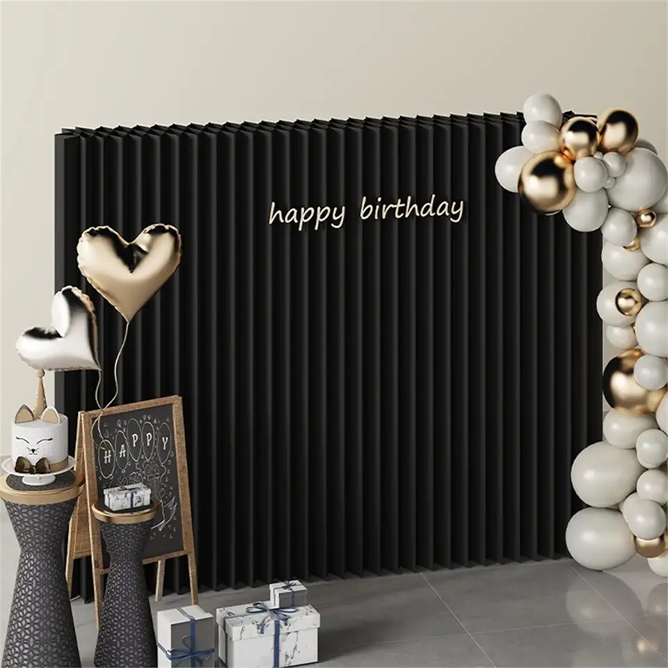 Paper Room Divider, Folding Black Privacy Screens, Decorative Enterprise Office Temporary Divider Wall,Indoor Folding Portable Partition Screen for Home Dorm Office Studio Exhibition Store