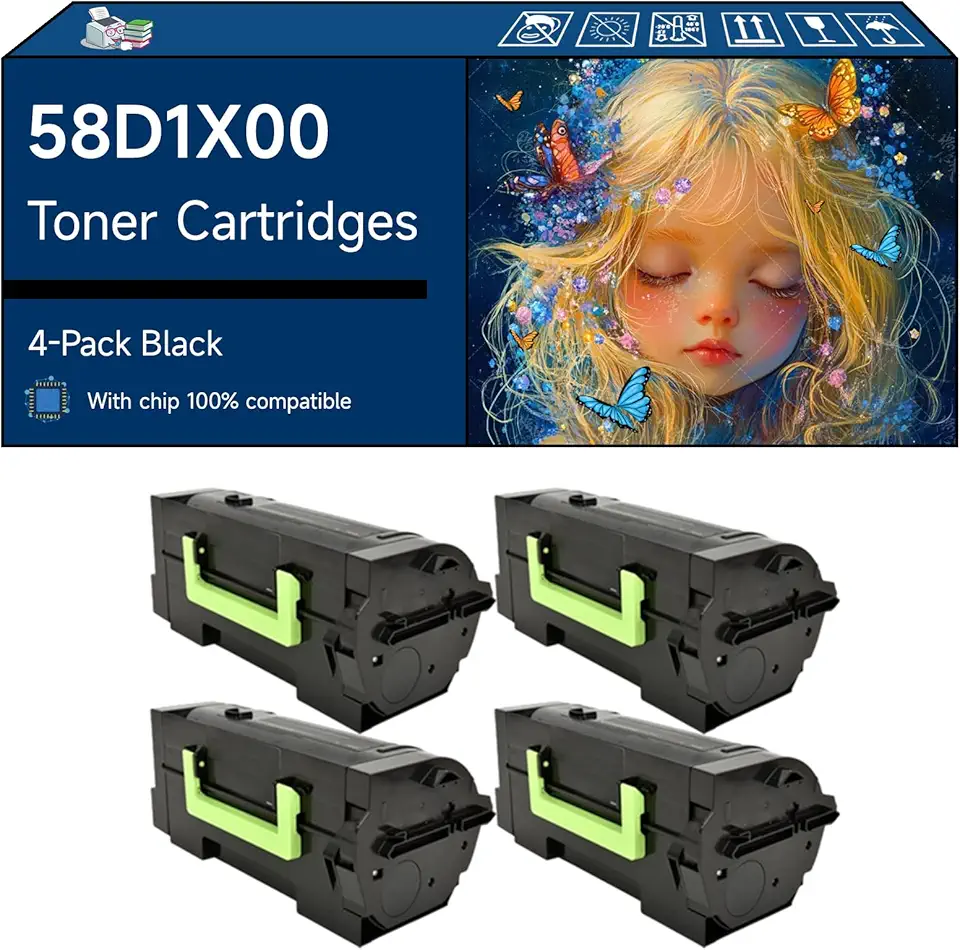 58D1X00 Toner Cartridges Compatible with Lexmark MX722ade MX722adhe MX822ade MX822adxe MX826ade Printers (4 Pack Black)