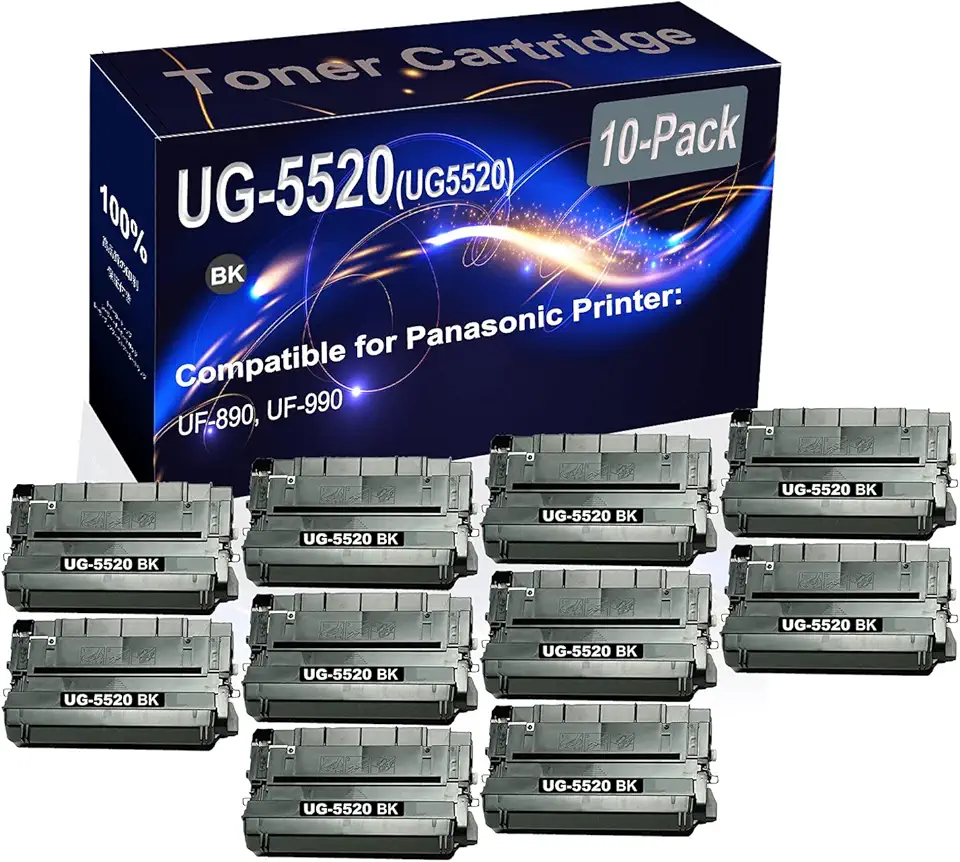 10-Pack (Black) Compatible UG-5520 (UG5520) Printer Toner Cartridge (High Capacity) fit for Panasonic UF-890 UF-990 Printer