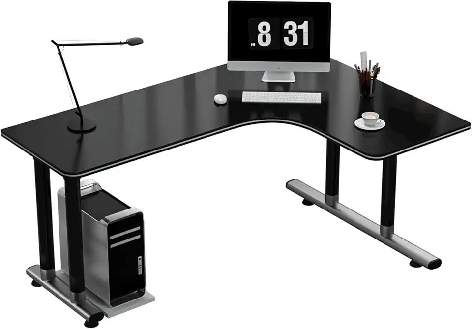 Home Office Desk Corner Pc Table Desktop Table Desk Simple Modern Student Study Table L-Shaped Corner Office Desk Bedroom Household Work Study Desk(Black Right,180x120x75cm)