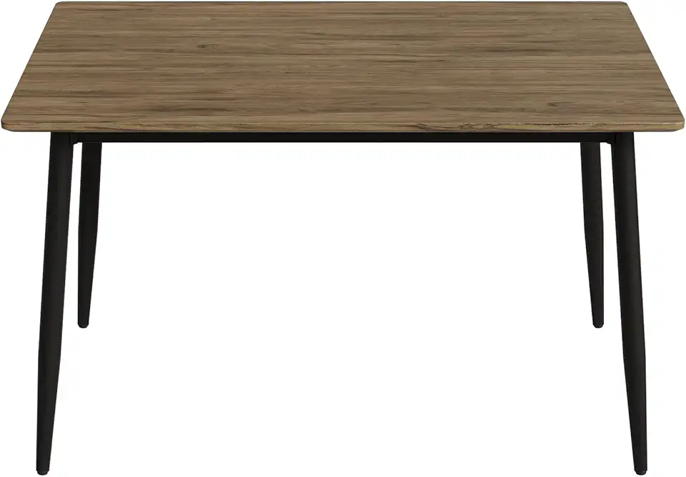 Modern Minimalist MDF Grain Tabletop Dining Table, Stylish Kitchen Dining Table, Sturdy and Durable, Easy to Assemble, Black Metal Leg Design, Suitable for 4-6 People