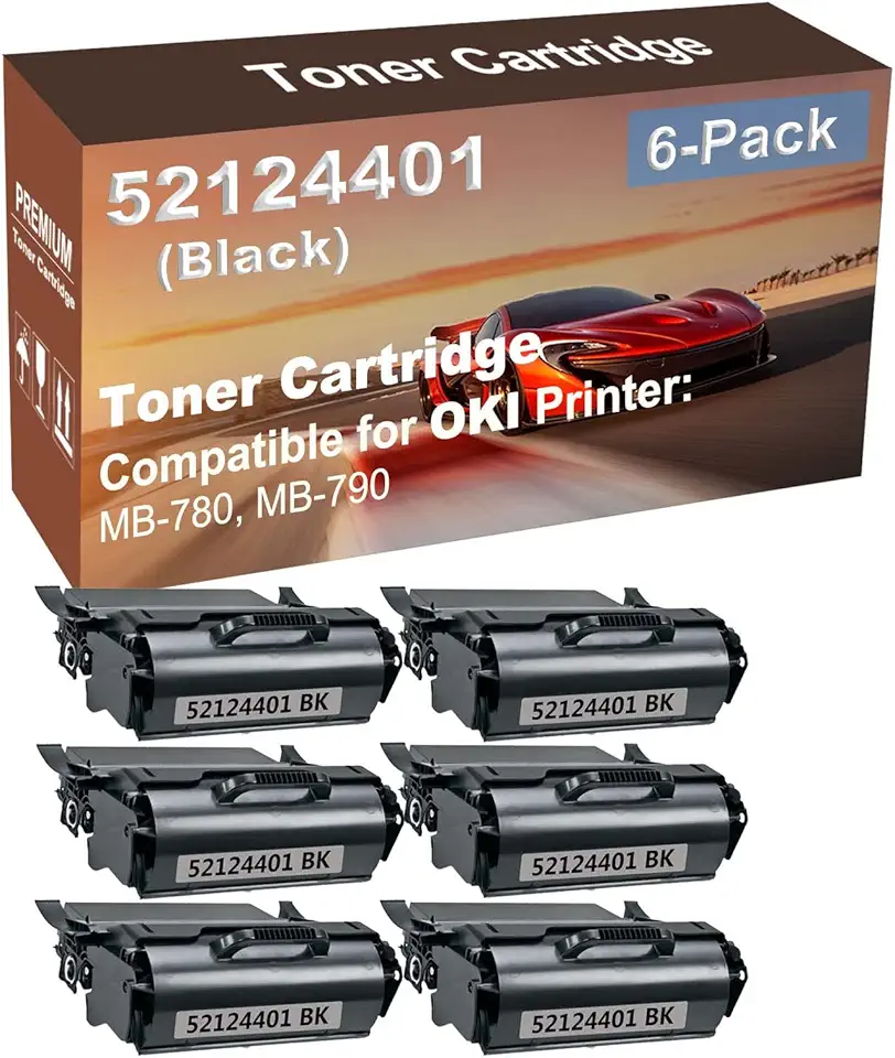 6-Pack Compatible High Yield MB-780, MB-790 Printer Cartridge Replacement for 52124401 Toner Cartridge (Black)