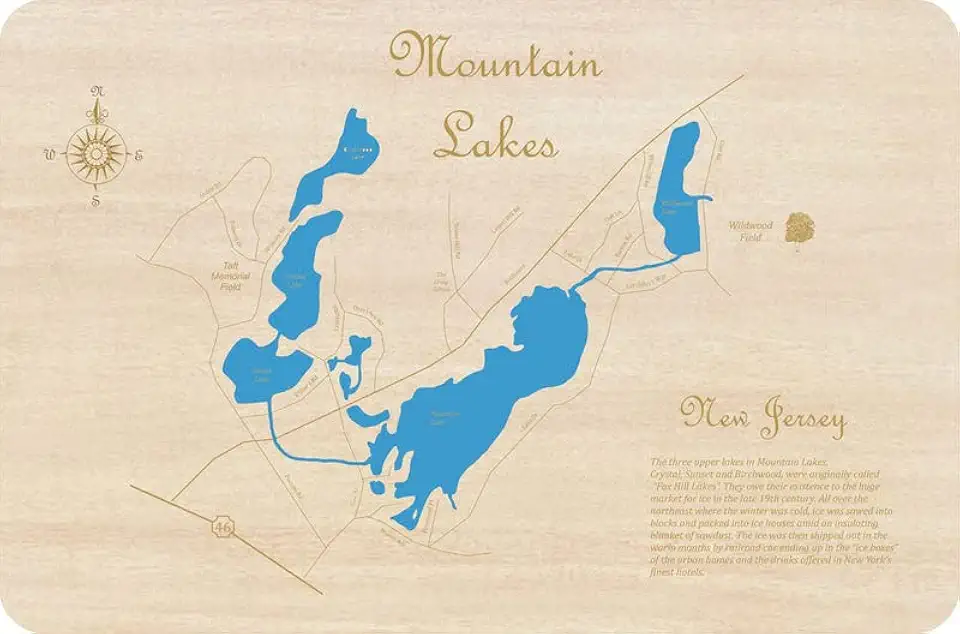 Mountain Lakes, New Jersey: Framed Wood Laser Engraved Map | Custom Text Included | Wood Sign | Wall Hanging| Nautical Art | 2D Wood Map | Wall Art | Made to Order 31