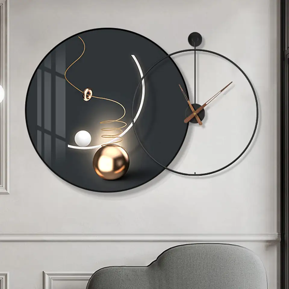 Painting Decorative Home Wall Mounted Clock Tick Tick Wall Decor Wall Mounted, Silent Non Ticking Round Mural Art Decor Home Wall Mounted Clock Tick Tick Wall Decor Wall Mounted W