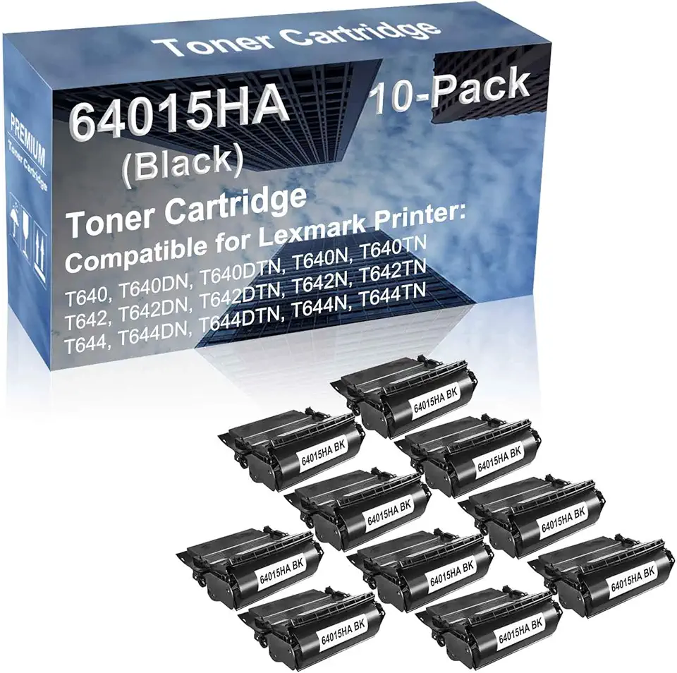 10-Pack Compatible High Capacity 64015HA Toner Cartridge use for T640, T640DN, T640DTN, T640N, T640TN Printer (Black)