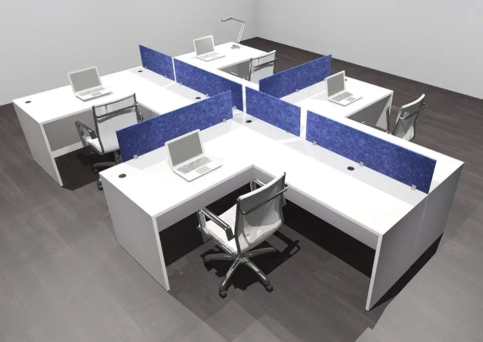 Four Person Modern Accoustic Divider Office Workstation Desk Set, OF-CPN-SPRB45