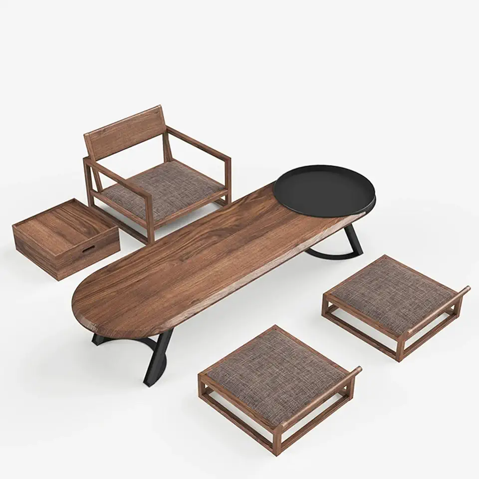 Tatami Tea Table, Rectangle Conference Table, Durable and Sturdy Solid Wood Coffee Desk with Modern Minimalist Design, for Living Rooms,Office K