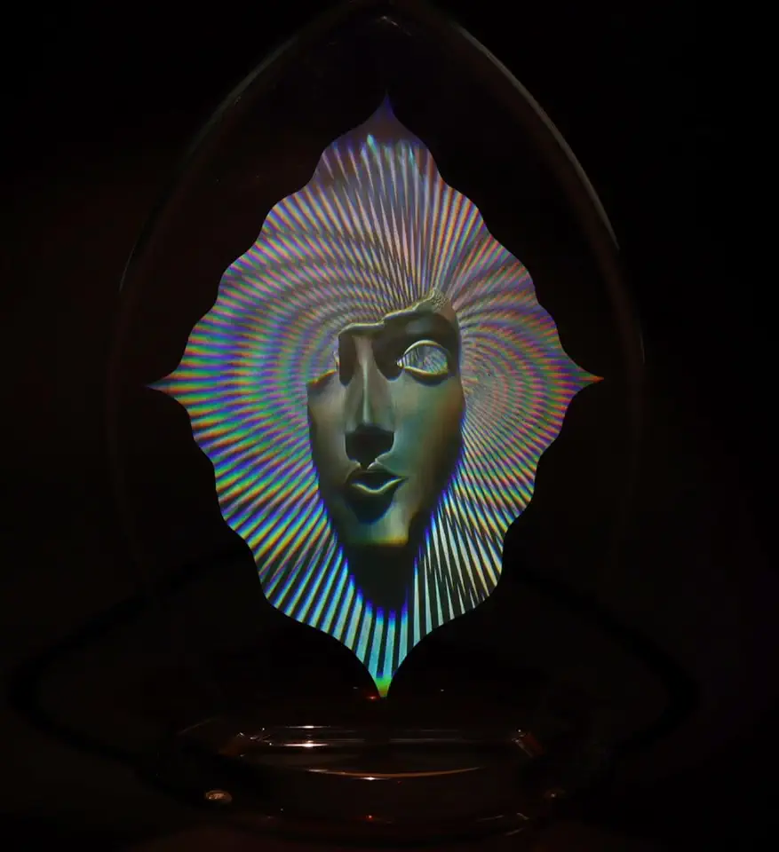 Vintage Hologram Glass Artwork - Signed by August Muth - Rare!