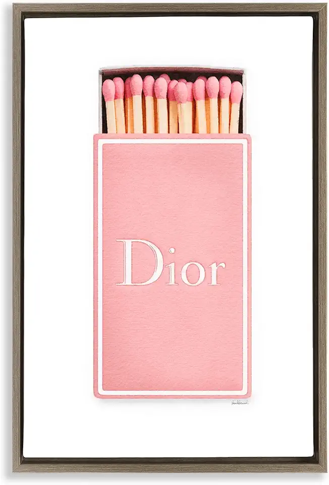 Stupell Industries Pastel Pink Fashion Matchbox Brown Framed Floater Canvas Wall Art Design by Amanda Greenwood, 21 x 31