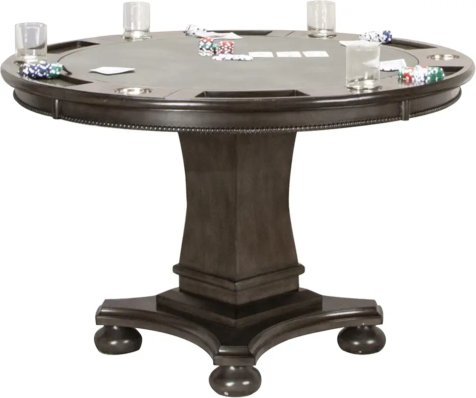 Sunset Trading Vegas Dining and Poker Table, 2 in 1 Game, Distressed Gray Wood