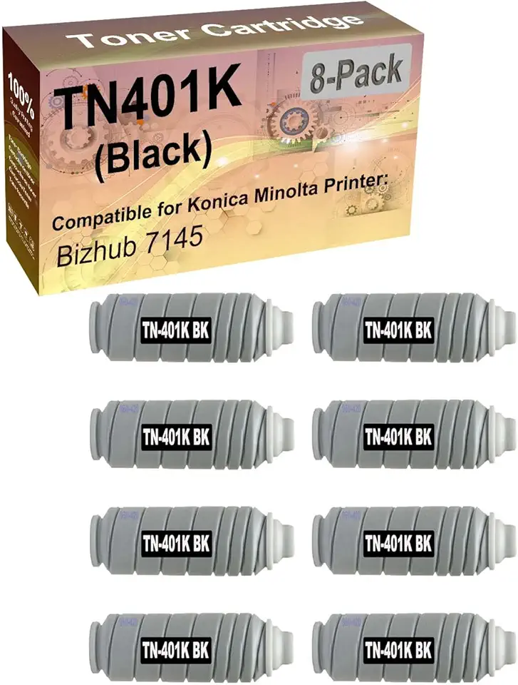8-Pack Compatible High Yield 7145 Printer Cartridge Replacement for Konica Minolta TN401K TN-401K (960-420) Toner Cartridge (Black)