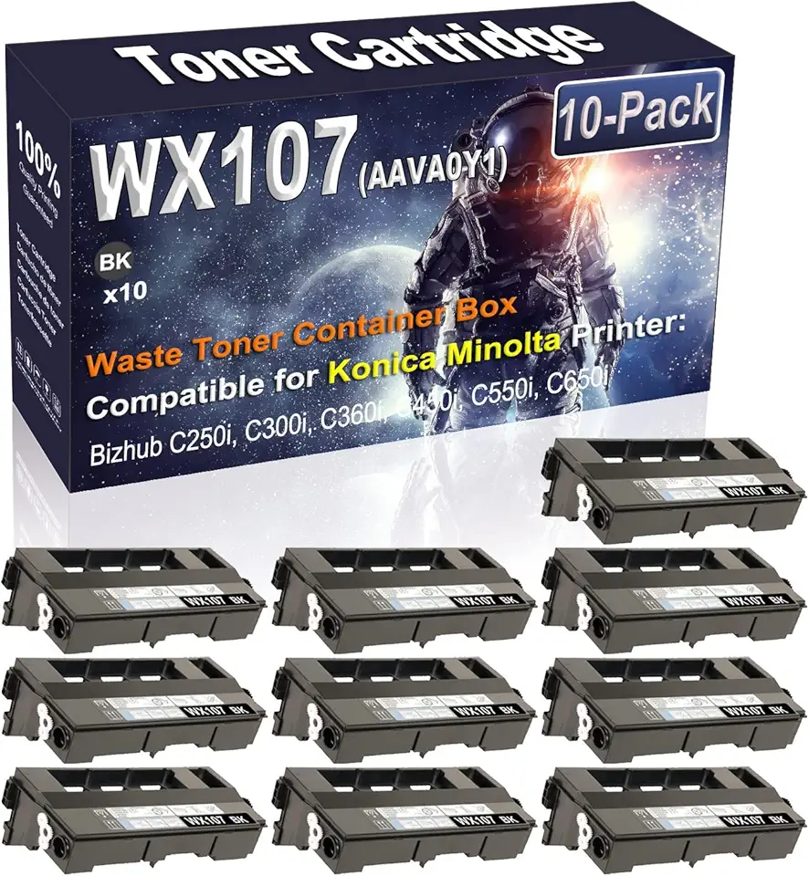 10-Pack Compatible High Capacity Bizhub C250i C300i C360i C450i C550i C650i Waste Toner Container Box Replacement for Konica Minolta WX-107 WX107 (AAVA0Y1) Printer Cartridge (Black)
