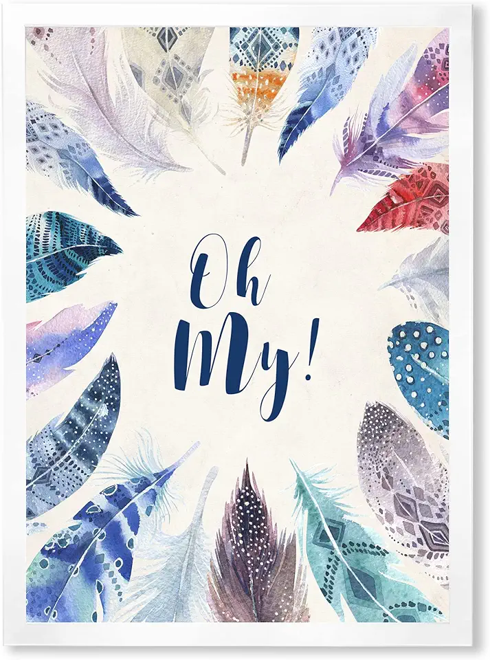 Vibrant Blue Feathers Oh My Bohemian & Eclectic Framed Wall Art