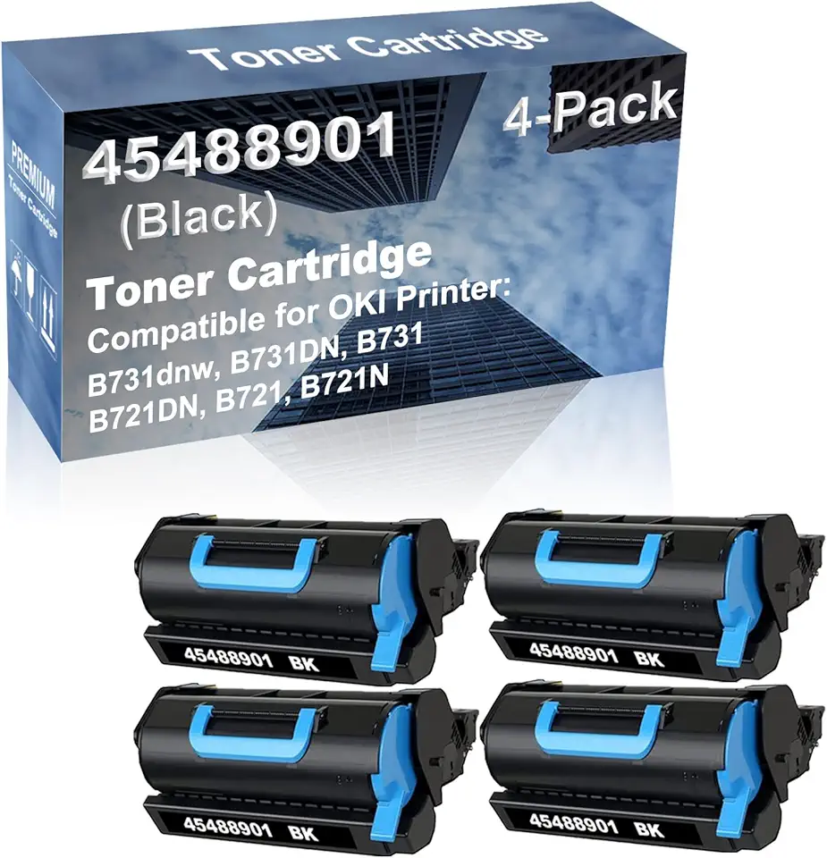 4-Pack Compatible High Capacity 45488901 Toner Cartridge use for B731dnw, B731DN, B731, B721DN, B721,B721N Printer (Black)