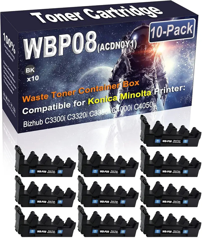 10-Pack (Black) Compatible WB-P08 WBP08 (ACDN0Y1) Waste Toner Container Box Replacement for Konica Minolta Bizhub C3300i C3320i C3350i C4000i C4050i Printer