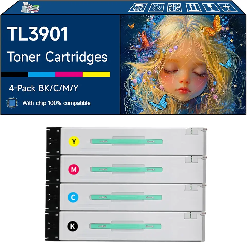 Compatible with LANXUM TL3901 Toner Cartridges Work for LANXUM MA9330cdn MA9340cdn MA9360cdn Printers, High Yield 54500 Pages, with Chip, High-Definition Printing (4-Pack BK/C/M/Y)