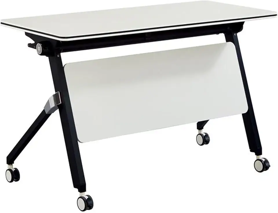 Folding Conference Table with Wheels Portable Rectangular Training Flip Top Mobile Meeting Tables Easy Assembly Ideal for Seminar Rooms