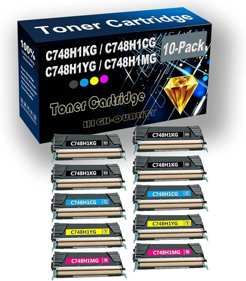 10-Pack (4BK+2C+2Y+2M) Compatible High Yield C746H1KG C746A1CG C746A1YG C746A1MG Imaging Toner Cartridge use for X746de C746 C748 XS748de X748de C746dn X746 X748 Printer