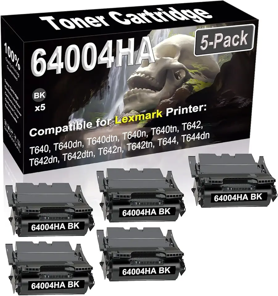5-Pack Compatible High Capacity 64004HA Imaging Toner Cartridge use for T640 T640dn T640dtn T640n T640tn T642 T642dn T642dtn Printer (Black)