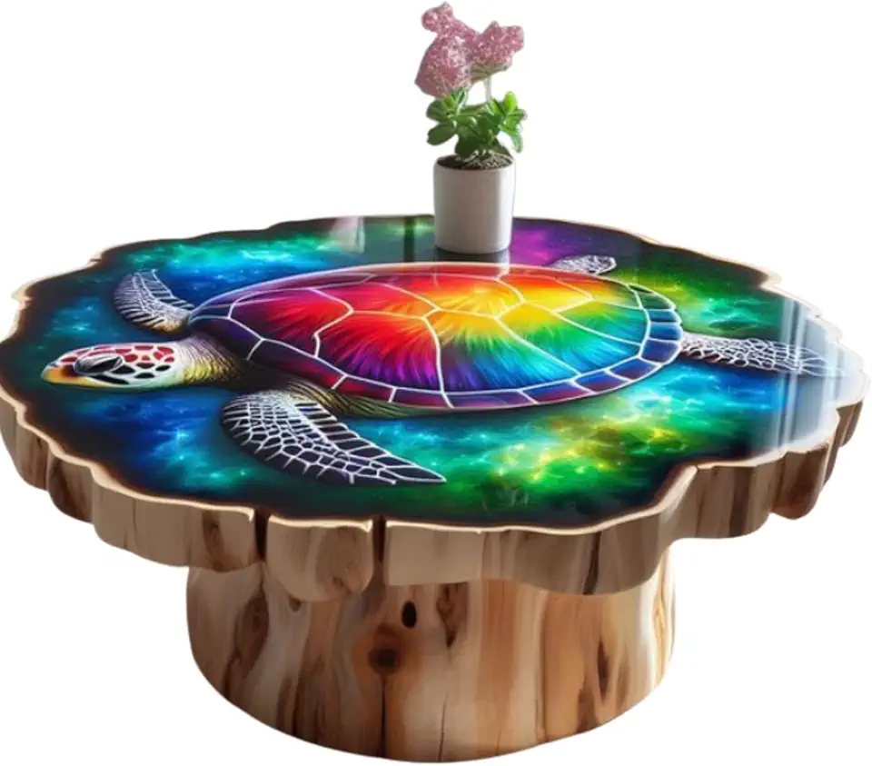 Galaxy Turtle Table, Custom Epoxy Resin Table with Turtle, Blue Sea Art Table, Home Decor, Handmade Painted Table, Turtles Resin Table, Unique Epoxy Table, Custom Animal, (60 inch)