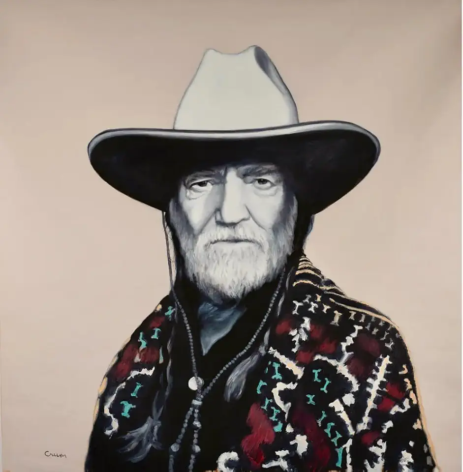 TERRYCRUMSTUDIO, Willie Canvas Print, By Artist, Terry Crum. (Framed in Black Floater Frame, Canvas Size, (36x36), Willie Canvas Print