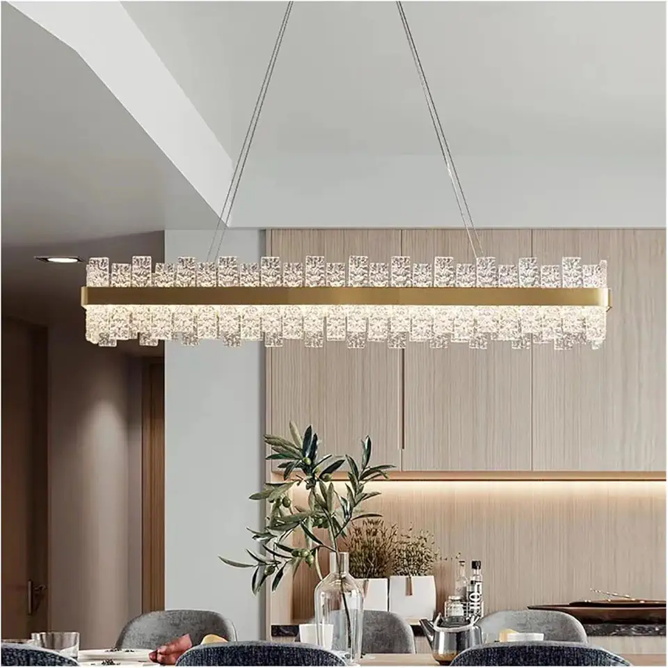 Postmodern LED Gold Chandelier Luxury Crystal Oval Hanging Lamp Home Art Design Decoration Pendant Lights
