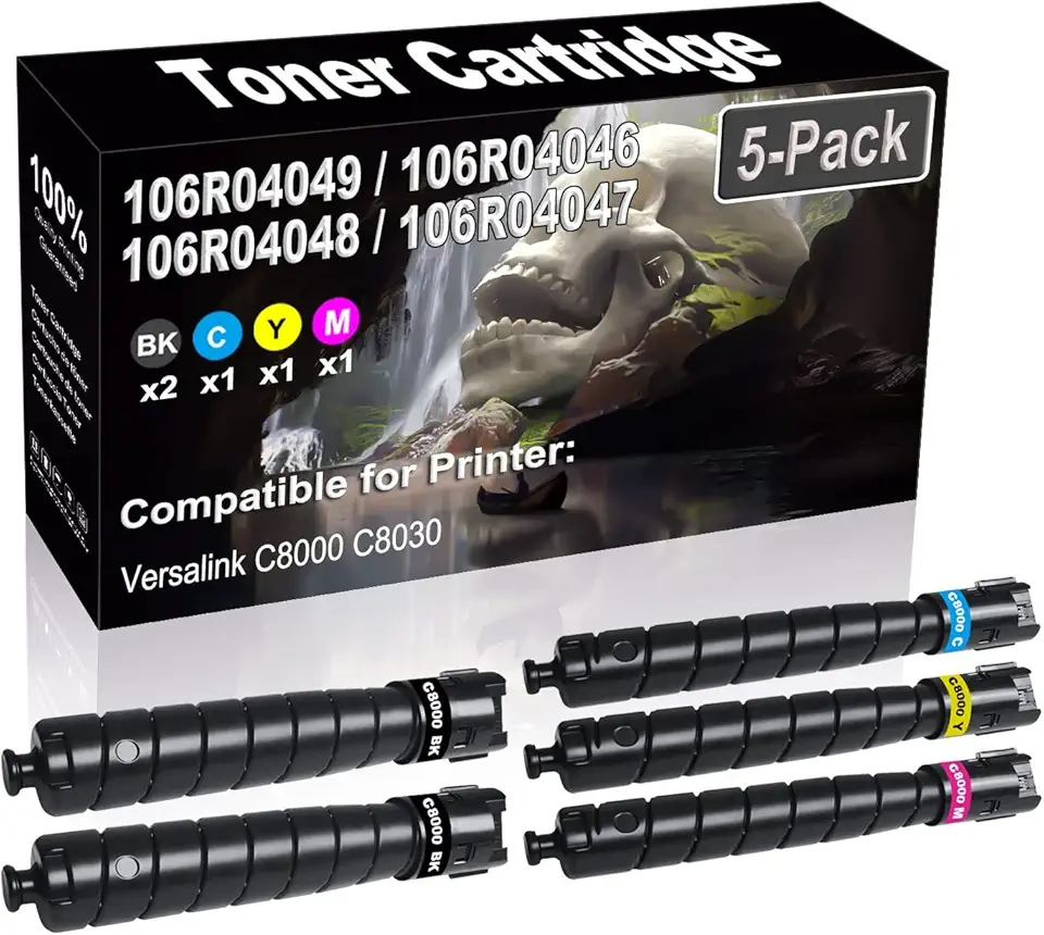 5-Pack (2BK+C+Y+M) Compatible High Yield 106R04049 106R04046 106R04048 106R04047 Laser Printer Toner Cartridge Used for Versalink C8000 C8030 Printer