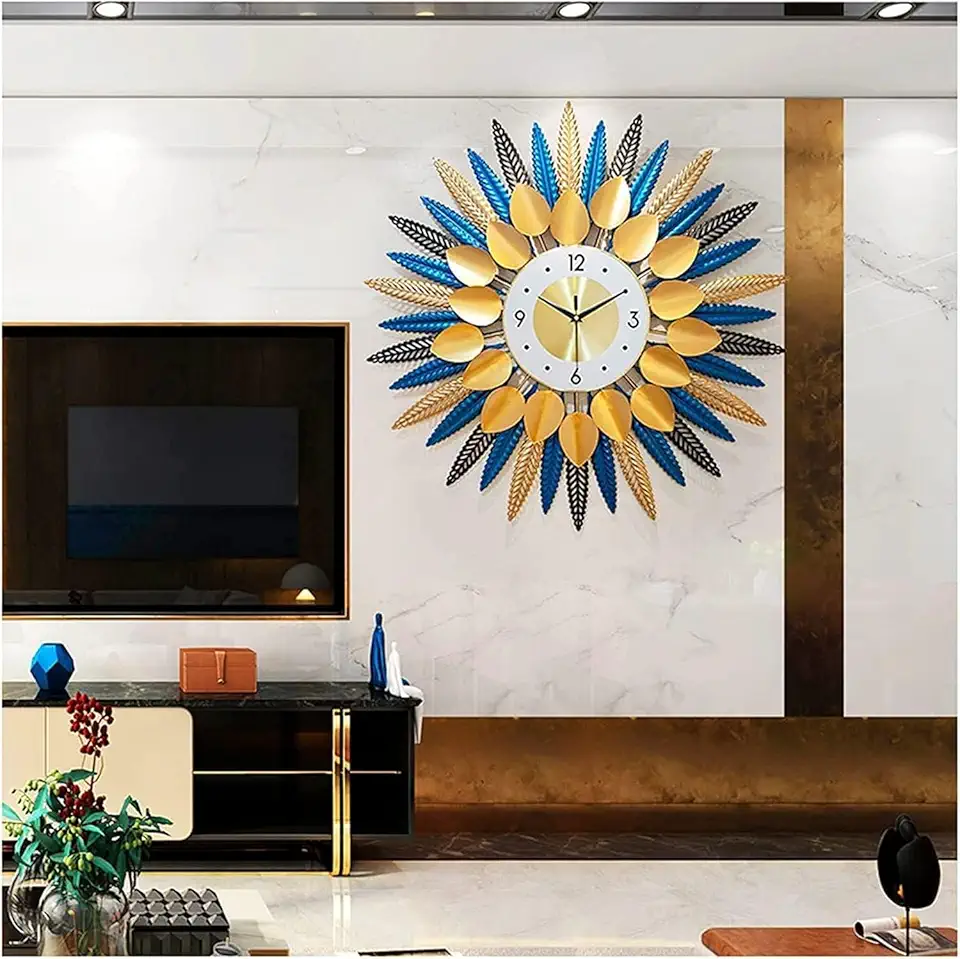 Modern 3D Art Metal Clock Wall Clock Large Silent Quartz Decorative Clock for Bedroom Kitchen Decoration, 70Cm