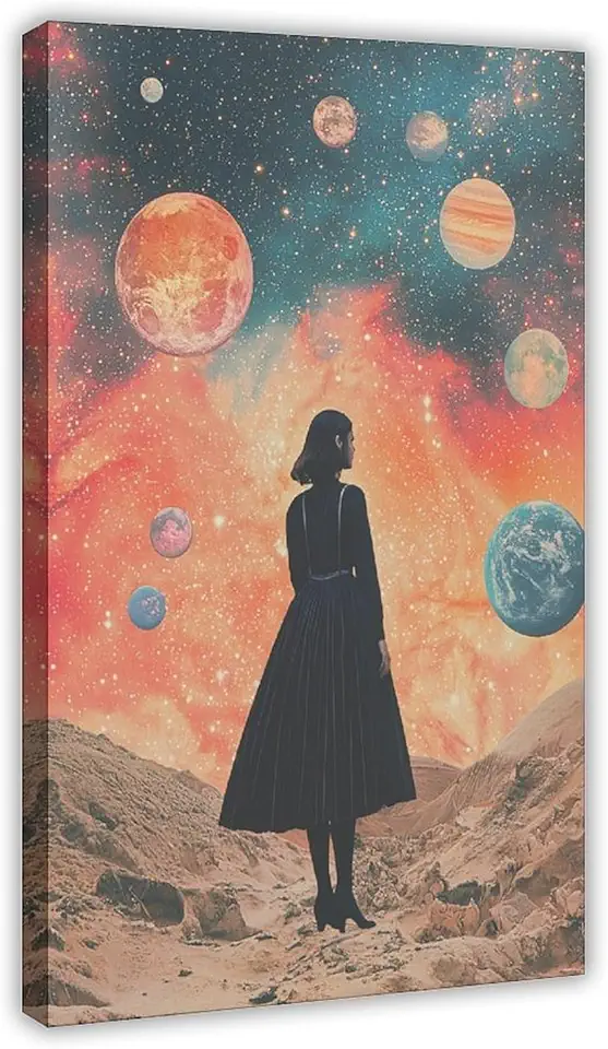 Dreamlike Abstract Poster – Surreal Female Collage Print – Modern Aesthetic Wall Art – Retro Pop Surrealism Canvas Poster Wall Art Decor Print Picture Paintings for Living Room Bedroom Decoration 20x3