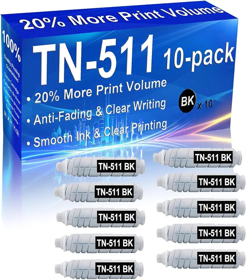 10-Pack (Black) Compatible Minolta Bizhub 360 361 420 421 500 501 Laser Toner Cartridge (High Capacity) Replacement for TN-511 Printer Toner Cartridge