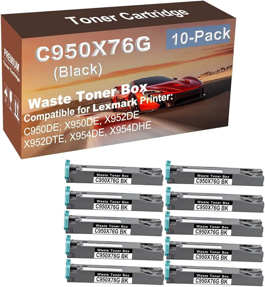 10-Pack Compatible High Capacity C950X76G Waste Toner Container Box use for Copystar C950DE X950DE Printer (Black)