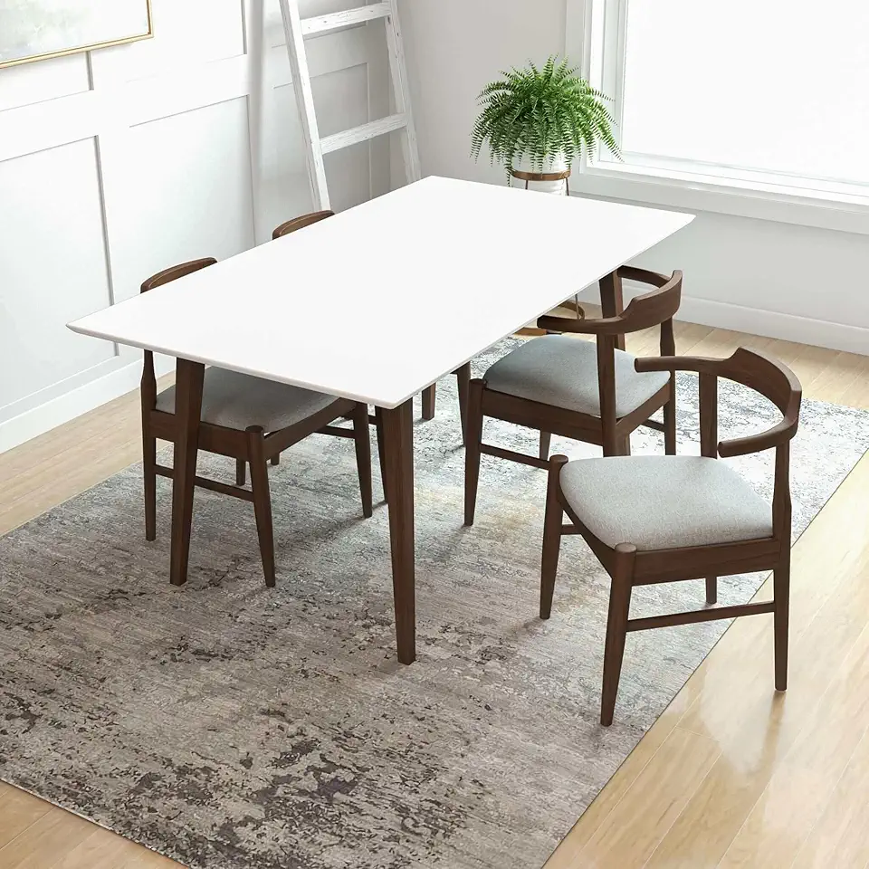 Dining Table 47 Inch Rectangular Solid Wood Table, Seats 4, Beveled Edges, Durable Easy Clean Finish, Simple Leg Assembly, Compact Kitchen/Breakfast Table for Apartments Condos Families