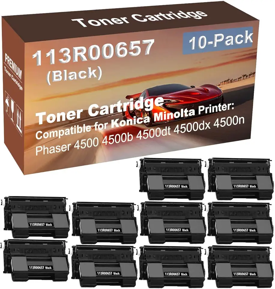10-Pack Compatible High Yield Phaser 4500 4500b 4500dt 4500dx 4500n Printer Cartridge Replacement for 113R00657 Toner Cartridge (Black)