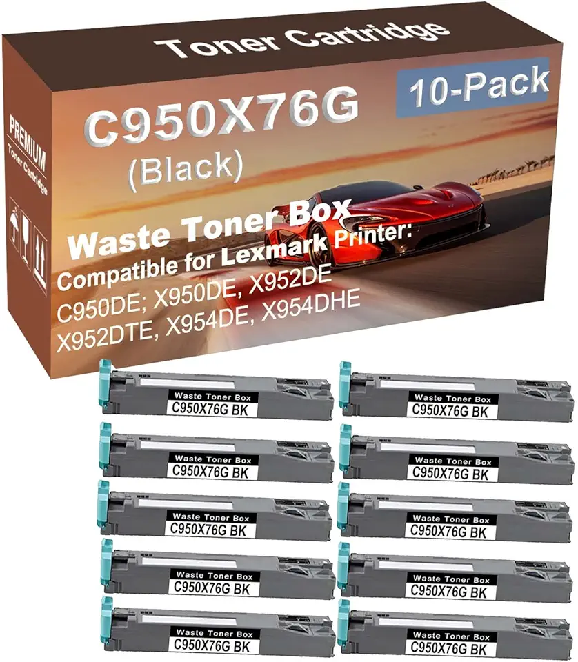 10-Pack Compatible High Capacity C950X76G Printer Waste Toner Container Box use for Copystar X952DE X952DTE (Black)
