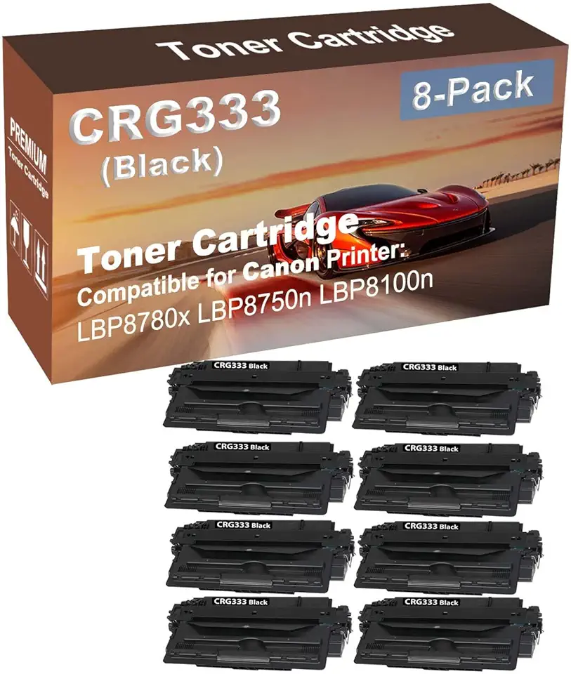 8-Pack Compatible High Yield LBP8780x LBP8750n LBP8100n Printer Cartridge Replacement for Canon CRG333 Toner Cartridge (Black)