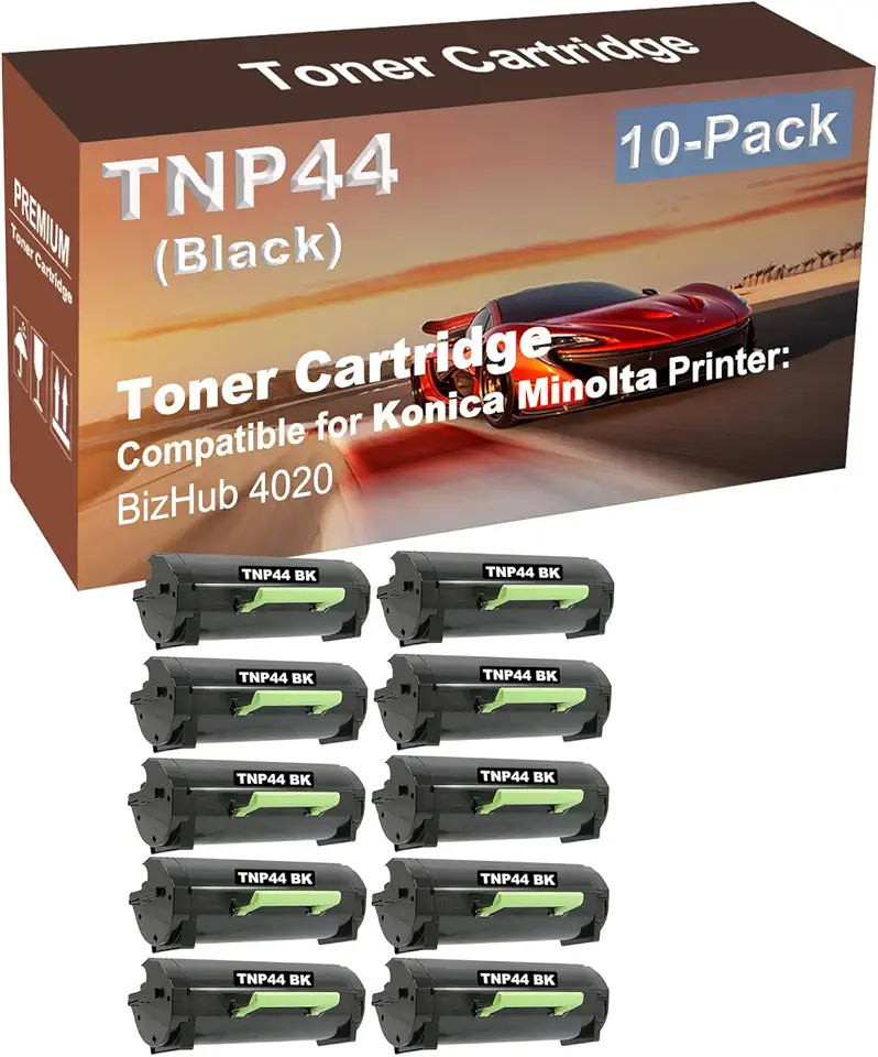 10-Pack Compatible High Yield 4050, 4750 Printer Cartridge Replacement for Konica Minolta TNP44 TNP-44 A6VK01F Toner Cartridge (Black)